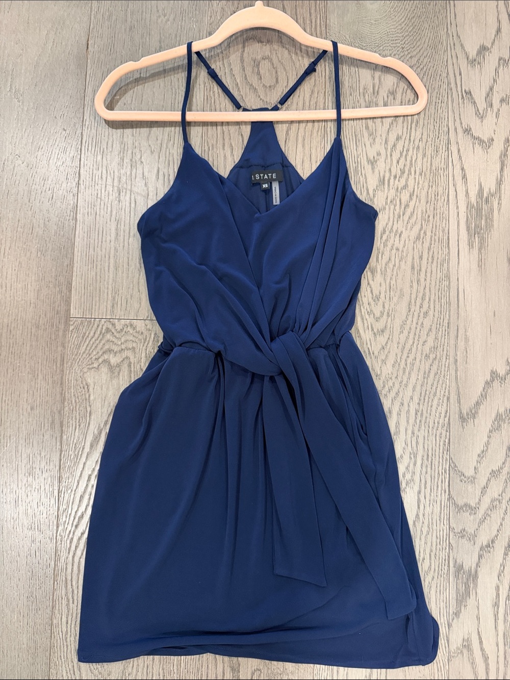 NWOT Navy Blue 1. State Spaghetti Strap Tie-Waist Mini Dress